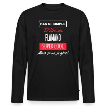 pas si simple FLAMAND - T-shirt manches longues Premium bio Homme - noir - Devant - Nico (187cm)