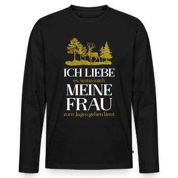 Ich liebe es - Männer Premium Bio Langarmshirt - Schwarz - Vorne - Nico (187cm)