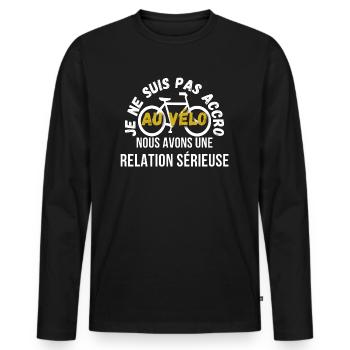 Accro au Vélo - T-shirt manches longues Premium bio Homme - noir - Devant - Nico (187cm)