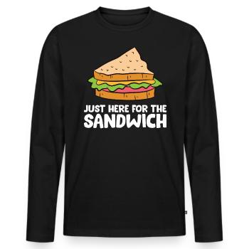 Sandwich - Just here for the sandwich - Men's Premium Organic Long Sleeve Shirt - black - Front - Nico (187cm)