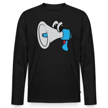 Mégaphone / Mégaphone - Bleu avec les yeux - T-shirt manches longues Premium bio Homme - noir - Devant - Nico (187cm)