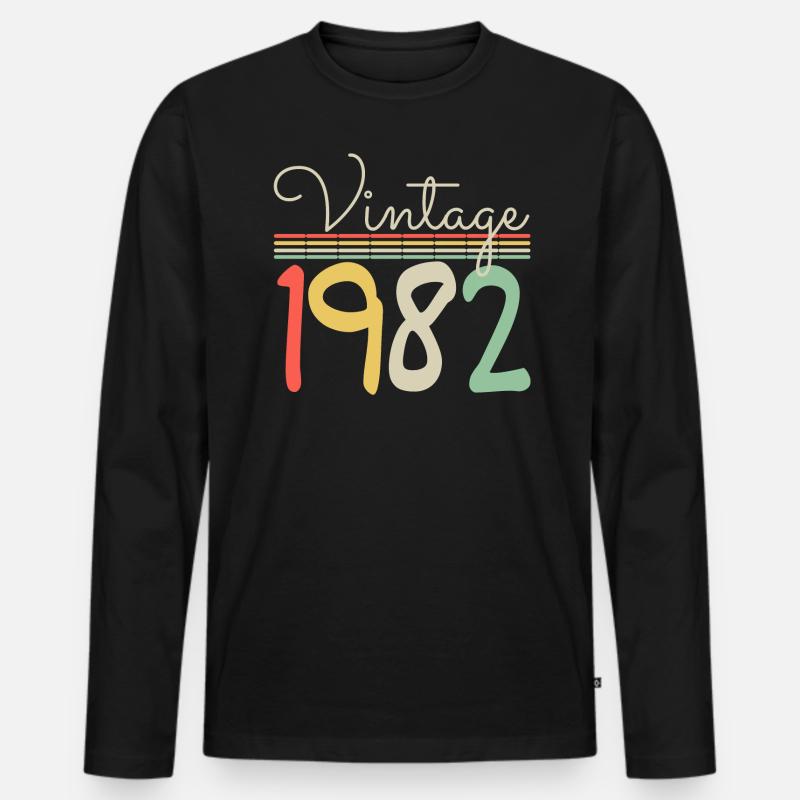 Jahrgang 1982 - Männer Premium Bio Langarmshirt - Schwarz