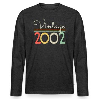 Vintage 2002 - Men's Premium Organic Long Sleeve Shirt - heather anthracite - Front - Nico (187cm)