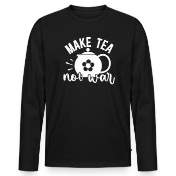 make tea not war - Männer Premium Bio Langarmshirt - Schwarz - Vorne - Nico (187cm)
