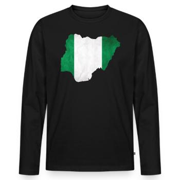 Nigeria - National border in national flag - Men's Premium Organic Long Sleeve Shirt - black - Front - Nico (187cm)