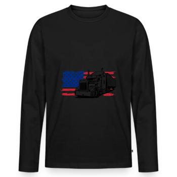 Trucker American Flag Trucks - Truck Driver Trucke - Männer Premium Bio Langarmshirt - Schwarz - Vorne - Nico (187cm)