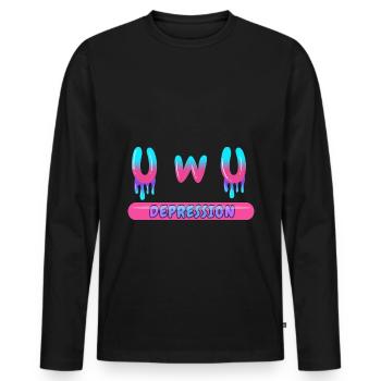 Uwu Depression Yami Kawaii Paralyzing Depression - Men's Premium Organic Long Sleeve Shirt - black - Front - Nico (187cm)