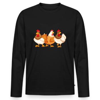 Poulets drôles - T-shirt manches longues Premium bio Homme - noir - Devant - Nico (187cm)