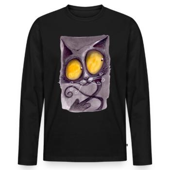 Serial Cat 11 - Men's Premium Organic Long Sleeve Shirt - black - Front - Nico (187cm)