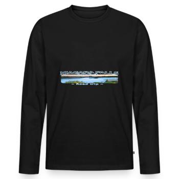 trip, road, vacation, summer, niagara, camping, - Männer Premium Bio Langarmshirt - Schwarz - Vorne - Nico (187cm)