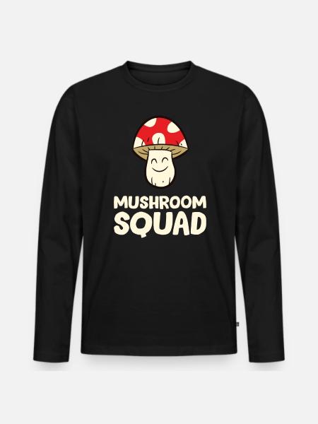 Mushroom - Mushroom Squad - Men's Premium Organic Long Sleeve Shirt - black