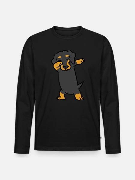 Dachshund - dance, dab, dabbing - Men's Premium Organic Long Sleeve Shirt - black