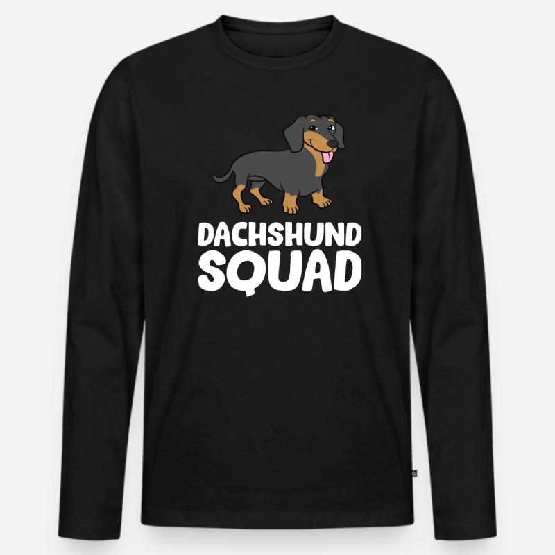 Dackel - Dachshund Squad - Männer Premium Bio Langarmshirt - Schwarz