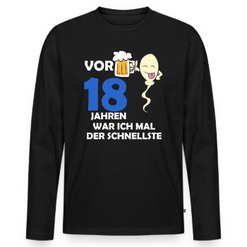 Vor 18 Jahren war ich mal der Schnellste - Männer Premium Bio Langarmshirt - Schwarz - Vorne - Nico (187cm)