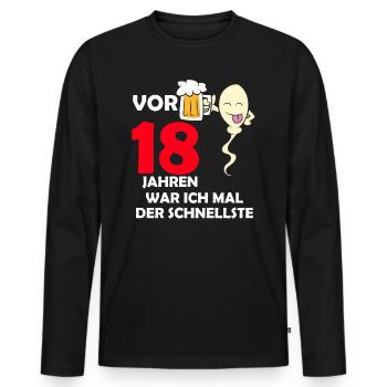 Vor 18 Jahren war ich mal der Schnellste - Männer Premium Bio Langarmshirt - Schwarz - Vorne - Nico (187cm)