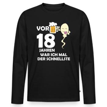 Vor 18 Jahren war ich mal der Schnellste - Männer Premium Bio Langarmshirt - Schwarz - Vorne - Nico (187cm)