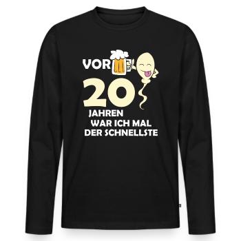 Vor 20 Jahren war ich mal der Schnellste - Männer Premium Bio Langarmshirt - Schwarz - Vorne - Nico (187cm)