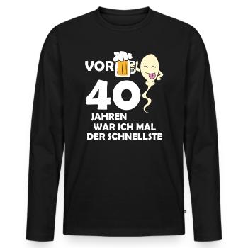 Vor 40 Jahren war ich mal der Schnellste - Männer Premium Bio Langarmshirt - Schwarz - Vorne - Nico (187cm)