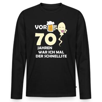 Vor 70 Jahren war ich mal der Schnellste - Männer Premium Bio Langarmshirt - Schwarz - Vorne - Nico (187cm)