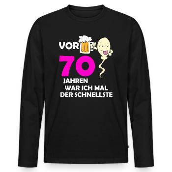 Vor 70 Jahren war ich mal der Schnellste - Männer Premium Bio Langarmshirt - Schwarz - Vorne - Nico (187cm)