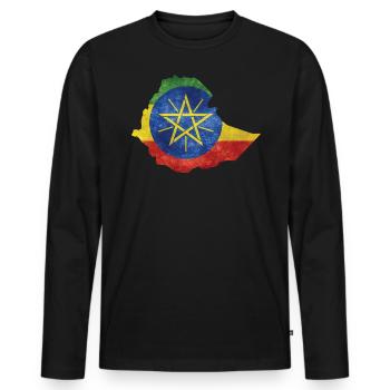 Ethiopia - National border in national flag - Men's Premium Organic Long Sleeve Shirt - black - Front - Nico (187cm)