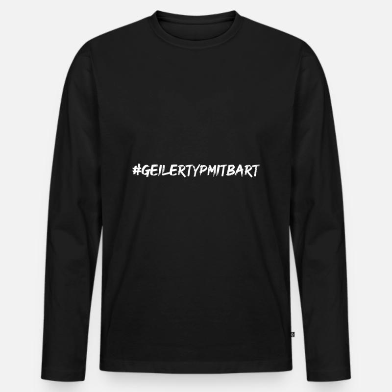 #geilertypmitbart - Männer Premium Bio Langarmshirt - Schwarz