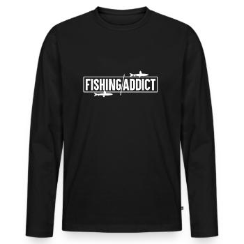 Fishing Addict - Fishing - Männer Premium Bio Langarmshirt - Schwarz - Vorne - Nico (187cm)