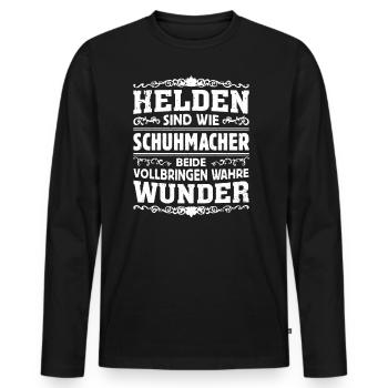 Schuhmacher - Helden - Männer Premium Bio Langarmshirt - Schwarz - Vorne - Nico (187cm)
