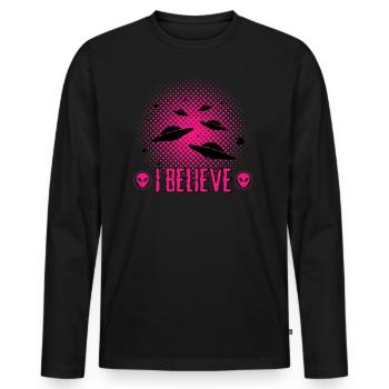 Alien - Ufo - Aliens - T-shirt manches longues Premium bio Homme - noir - Devant - Nico (187cm)