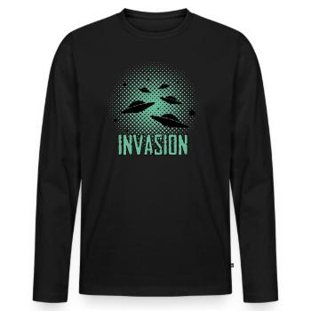 Alien - Ufo - Aliens - T-shirt manches longues Premium bio Homme - noir - Devant - Nico (187cm)