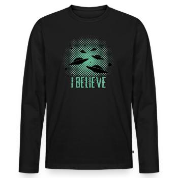 Alien - Ufo - Aliens - T-shirt manches longues Premium bio Homme - noir - Devant - Nico (187cm)