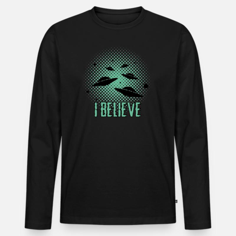 Alien - Ufo - Außerirdische - Männer Premium Bio Langarmshirt - Schwarz