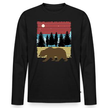 Bear - Adventure - Forest - Men's Premium Organic Long Sleeve Shirt - black - Front - Nico (187cm)