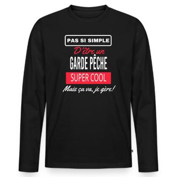 pas si simple GARDE PÊCHE - T-shirt manches longues Premium bio Homme - noir - Devant - Nico (187cm)