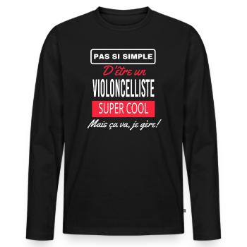 pas si simple VIOLONCELLISTE - T-shirt manches longues Premium bio Homme - noir - Devant - Nico (187cm)