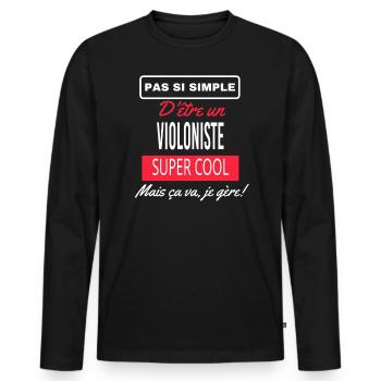pas si simple VIOLONISTE - T-shirt manches longues Premium bio Homme - noir - Devant - Nico (187cm)