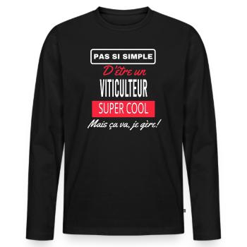 pas si simple VITICULTEUR - T-shirt manches longues Premium bio Homme - noir - Devant - Nico (187cm)