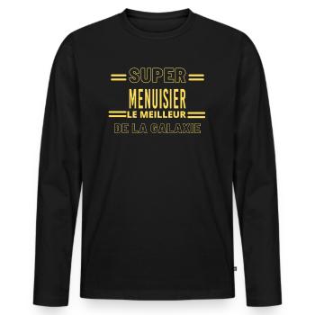 Meilleur de la galaxie MENUISIER - T-shirt manches longues Premium bio Homme - noir - Devant - Nico (187cm)