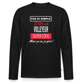 pas si simple VOLLEYEUR - T-shirt manches longues Premium bio Homme - noir - Devant - Nico (187cm)