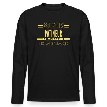 Meilleur de la galaxie PATINEUR - T-shirt manches longues Premium bio Homme - noir - Devant - Nico (187cm)
