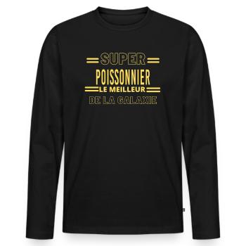 Meilleur de la galaxie POISSONNIER - T-shirt manches longues Premium bio Homme - noir - Devant - Nico (187cm)