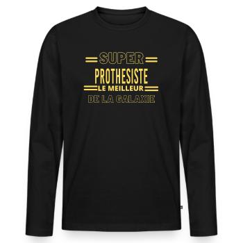 Meilleur de la galaxie PROTHESISTE - T-shirt manches longues Premium bio Homme - noir - Devant - Nico (187cm)