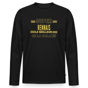 Meilleur de la galaxie RENNAIS - T-shirt manches longues Premium bio Homme - noir - Devant - Nico (187cm)