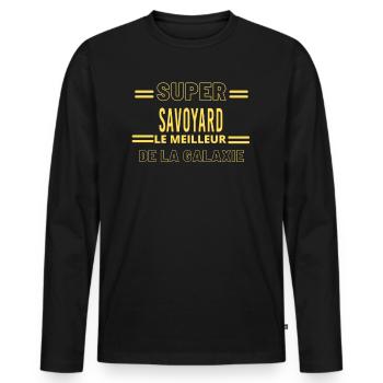Meilleur de la galaxie SAVOYARD - T-shirt manches longues Premium bio Homme - noir - Devant - Nico (187cm)