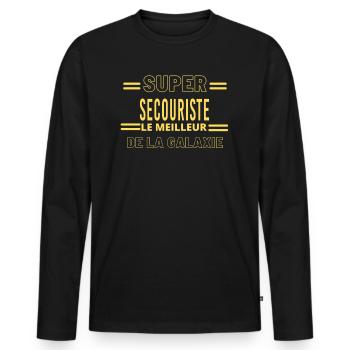 Meilleur de la galaxie SECOURISTE - T-shirt manches longues Premium bio Homme - noir - Devant - Nico (187cm)