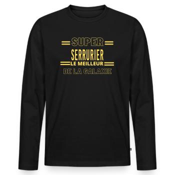 Meilleur de la galaxie SERRURIER - T-shirt manches longues Premium bio Homme - noir - Devant - Nico (187cm)