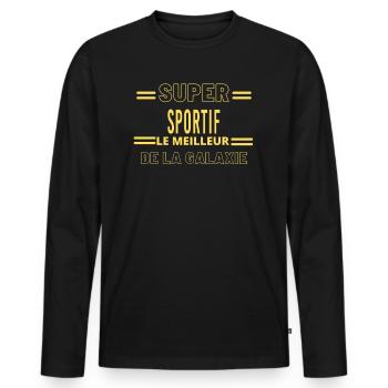 Meilleur de la galaxie SPORTIF - T-shirt manches longues Premium bio Homme - noir - Devant - Nico (187cm)