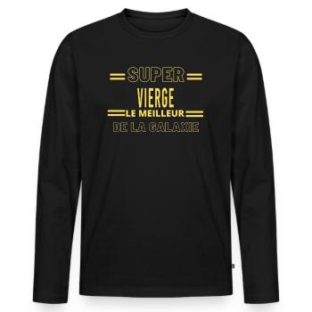 Meilleur de la galaxie VIERGE - T-shirt manches longues Premium bio Homme - noir - Devant - Nico (187cm)