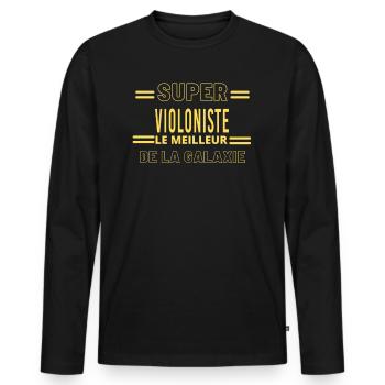 Meilleur de la galaxie VIOLONISTE - T-shirt manches longues Premium bio Homme - noir - Devant - Nico (187cm)