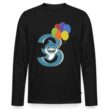 Drei Jahre | 3. Geburtstag | Ich bin schon 3 - Männer Premium Bio Langarmshirt - Schwarz - Vorne - Nico (187cm)